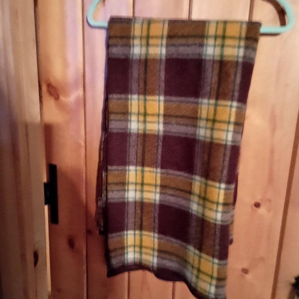 Brown and gold wool throw blanket
